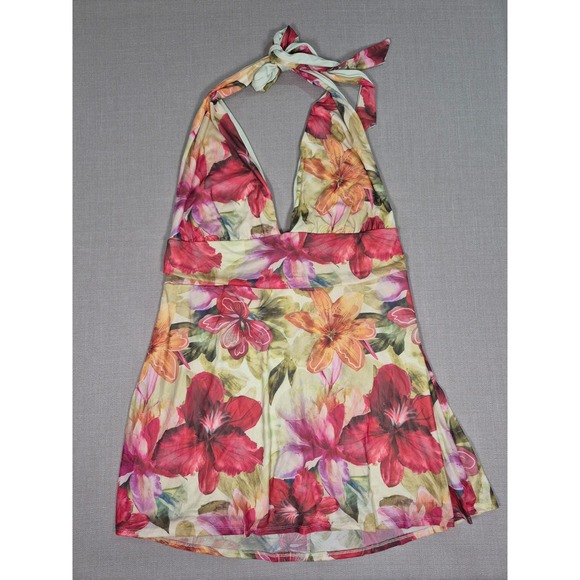 Unbranded Other - Floral Halter V-Neck Swim Summer Short Dress Red Pink Green Plus Size 4XL